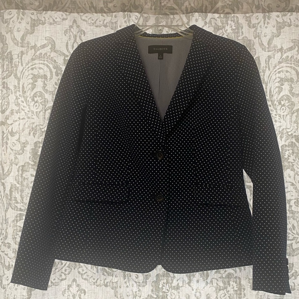 Talbots Classic Two Button Polka Dot Striped Prep… - image 1